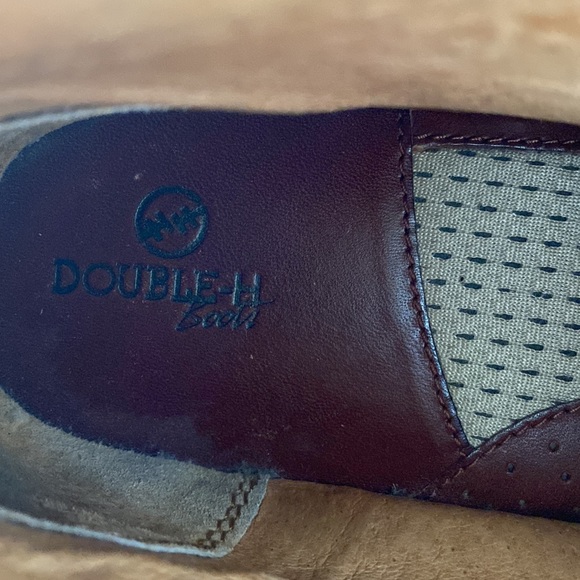 “DOUBLE H” Lace-up Boots Chestnut Colour Smooth & Ostrich with Kilties Size 9.5 - Picture 10 of 14